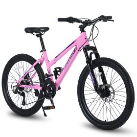 S26103 26 inch Mountain Bike for Teenagers Girls Women, Shimano 21 Speeds with Dual Disc Brakes and 100mm Front Suspension, White/Pink (color: as Pic)