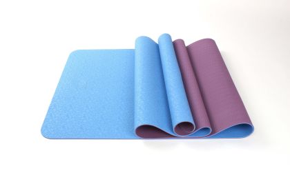 2 Tone TPE Premium Yoga Mat (color: Blue-Purple)